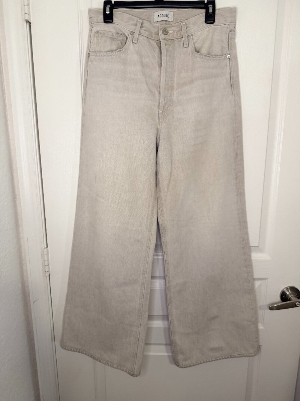 AGOLDE Dame High-Rise Wide-Leg Jeans Neutral/Ivory- 27- MSRP $258
